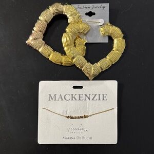 kenzie Gold Bamboo-Style Heart Hoop Earrings